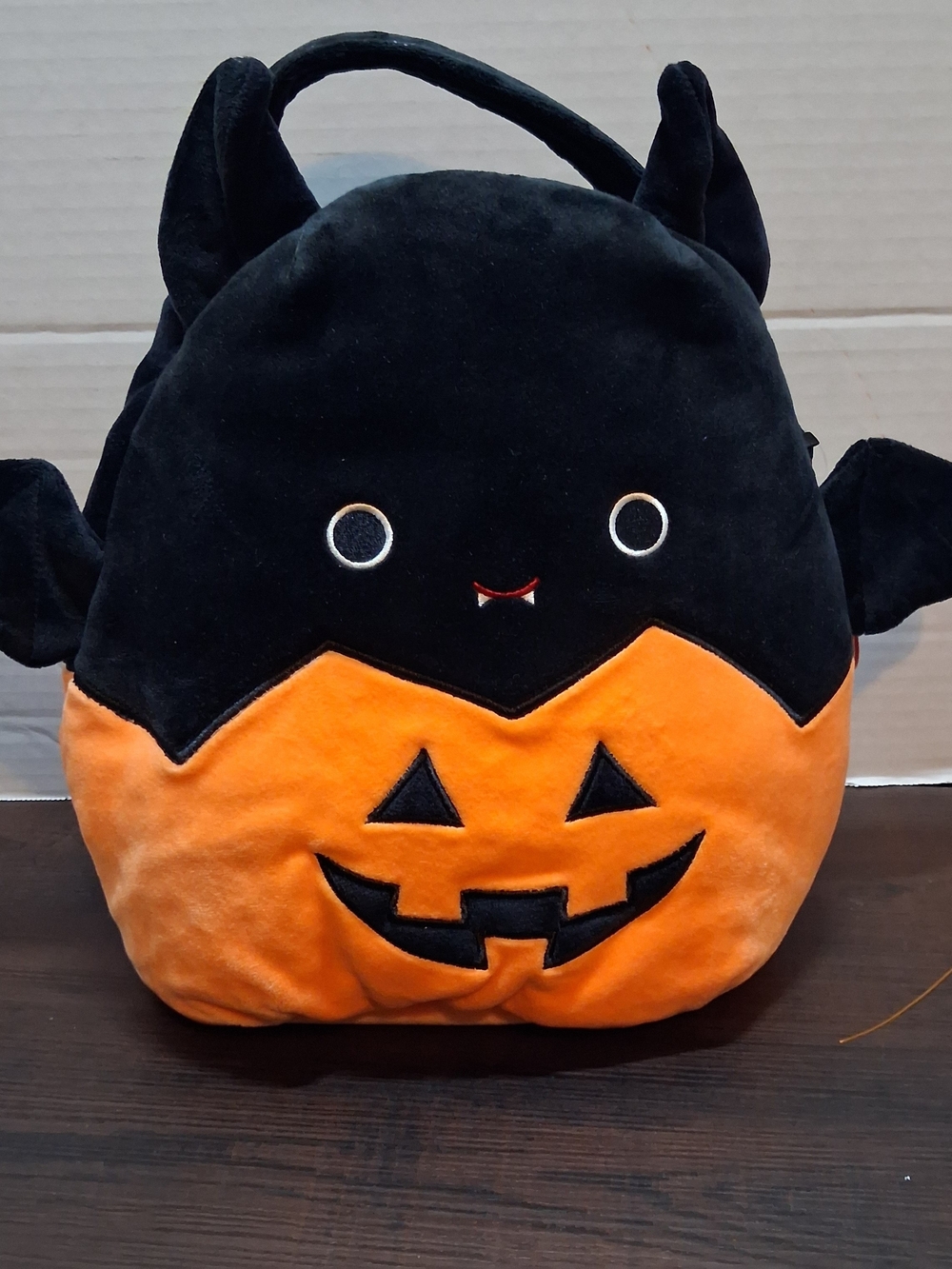 Squishmallows Black and Orange Halloween Bat Pumpkin Plush Tricker Treat Bucket